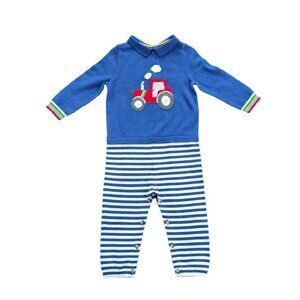 Baby Boden Blue Tractor One Piece